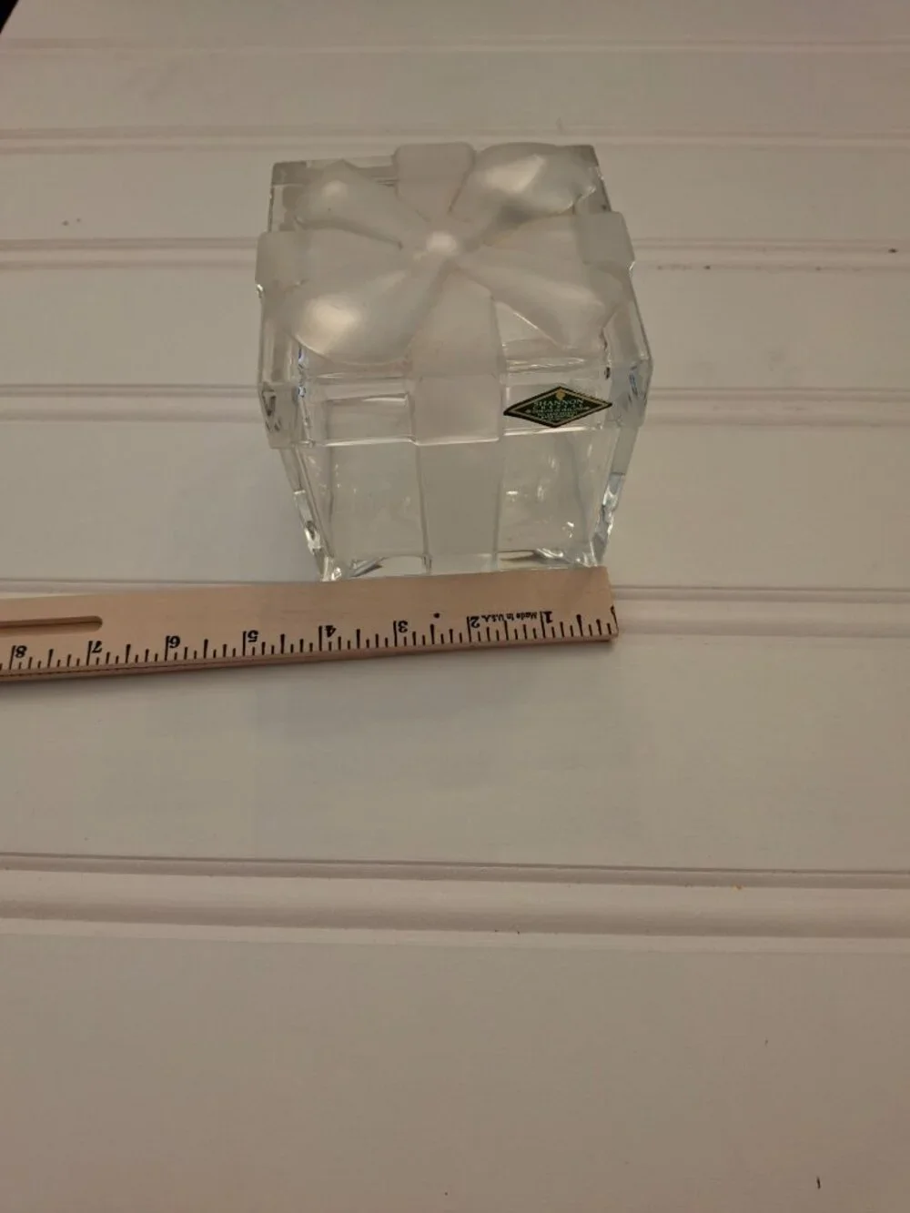 Shannon Crystal Gift Box Trinket Jewelry Box Frosted Bow Lead Crystal Poland REA